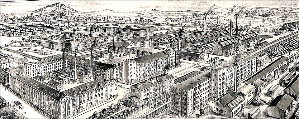(Fiktive) Ansicht der Maschinenfabrik Gritzner in Durlach